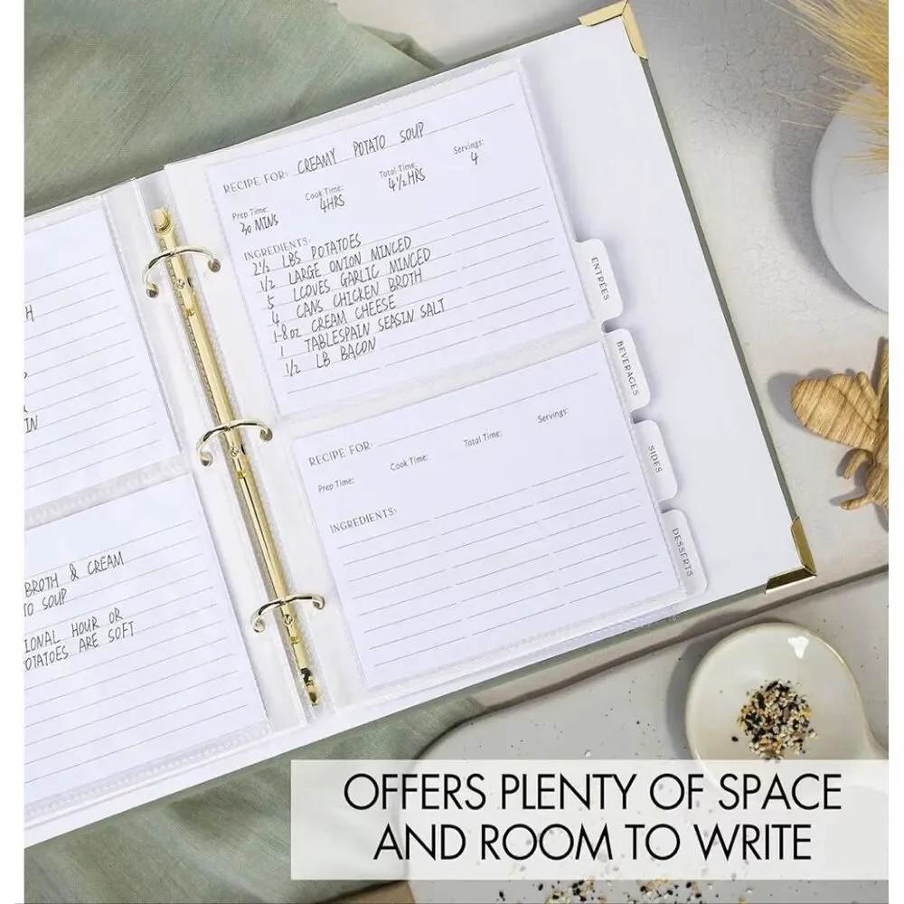 The Perfect Recipe Book with Plastic Sleeves to Write in Your Own Recipes, Cards